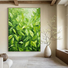 Load image into Gallery viewer, Large - Format Hand - painted Lush Green Leaves Acrylic Art for Botanical - Inspired Living Spaces LargeART0200