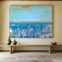 Load image into Gallery viewer, Blue - Toned Abstract Sea Painting On Canvas DKH389