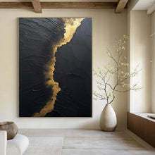 Load image into Gallery viewer, Grand Hand - painted Black & Gold Textured Acrylic Art for Luxe Hallways LargeART0167