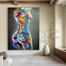 Load image into Gallery viewer, Colorful Abstract Female Body Art, Bold Palette Figurative Painting for Modern Bedroom & Artistic Boudoir LargeART2188