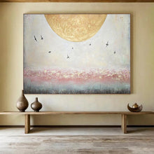 Load image into Gallery viewer, Hand - painted Large - scale Moon and Birds Scene Acrylic Art for Calming Bedrooms LargeART1773