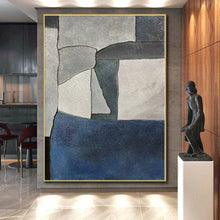 Load image into Gallery viewer, Large Gray - Toned Geometric Abstract Wall Art for Bedroom & Gallery Space LargeART0386