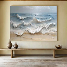 Load image into Gallery viewer, Impasto “Crashing Ocean Waves” Painting on Canvas, Dramatic Seaside Art DKH796