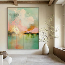 Load image into Gallery viewer, “Pastel Sky - Water Abstract” Abstract Painting on Canvas, Serene Wall Art DKH994