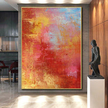 Load image into Gallery viewer, Hand - painted Oversized Warm Red and Orange Abstract Acrylic Art for Energetic Studios LargeART0022