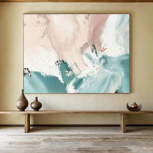 Load image into Gallery viewer, Blush & Teal Flow: Soft - Hued Abstract Motion Large - Scale Hand - painted Abstract Acrylic Art DLZ182