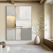 Load image into Gallery viewer, Gray & Gold Geometric Abstract Painting, Suited for Luxury Living Room & Sophisticated Office LargeART1432