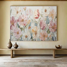 Load image into Gallery viewer, Pastel Floral Textured Abstract Painting on Canvas - “Soft Garden” DKH673