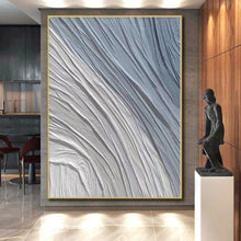 Load image into Gallery viewer, Grand Blue - Gray Wrinkled Textured Abstract Acrylic Decor for Spa & Waiting Room LargeART0387