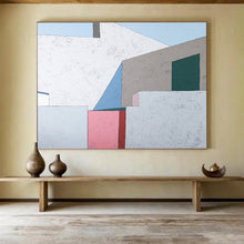 Load image into Gallery viewer, Minimalist Abstract Painting on Canvas: Soft - Toned Architectural Forms DKH572