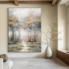 Load image into Gallery viewer, “Misty Forest Path” - Dreamy Woodland Landscape Art on Canvas DKH1433