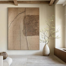 Load image into Gallery viewer, “Cracked Brown Abstract” - Textured Minimalist Art on Canvas DKH1661