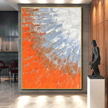 Load image into Gallery viewer, Oversized Orange - Blue Textured Abstract Acrylic Art for Dining Room & Art Gallery LargeART0405
