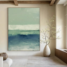 Load image into Gallery viewer, Green - Blue Abstract Layers Painting, Perfect for Nature - Inspired Living Room & Calming Yoga Studio LargeART1378