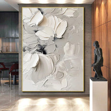 Load image into Gallery viewer, Oversized Textured White Floral Art for Elegant Bedroom & Chic Boutique LargeART0517