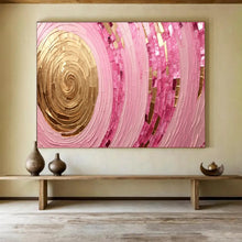 Load image into Gallery viewer, Hand - painted Pink and Gold Spiral Mosaic Acrylic Art for Glamorous Bedroom Interiors LargeART1707