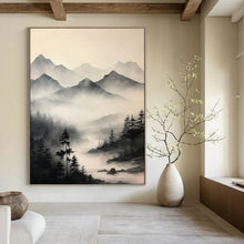 Load image into Gallery viewer, Monochromatic Ink - Wash Mountain Abstract Painting, Perfect for Zen - Inspired Living Room & Traditional Study LargeART1917