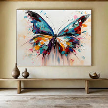 Load image into Gallery viewer, Hand - Painted Colorful Butterfly Impasto Acrylic Art for Vibrant Kid’s Room LargeART1642