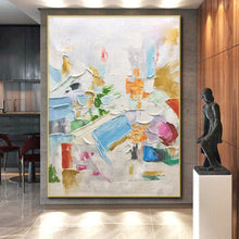 Load image into Gallery viewer, Large Colorful Textured White Abstract - Ideal for Luxury Home Gallery & High - End Design Showroom LargeART0730