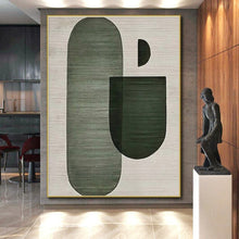 Load image into Gallery viewer, Geometric Green - Black Abstract Art – Perfect for Contemporary Dining Room & Creative Studio LargeART0675