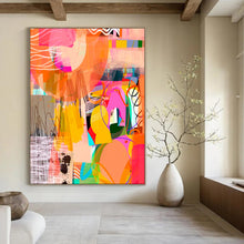 Load image into Gallery viewer, Vibrant Abstract Collage Painting, Ideal for Modern Art Studio & Trendy Boutique LargeART1841