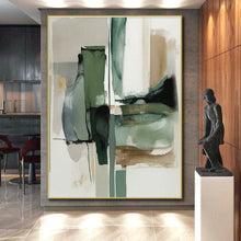 Load image into Gallery viewer, Custom Large Green - Gray Abstract Fusion - Great for Sustainable Workplace & Nature - Themed Lounge LargeART0763