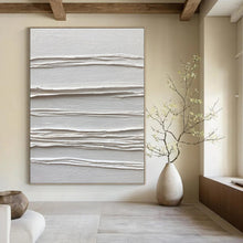 Load image into Gallery viewer, White Textured Horizontal Abstract Painting, Ideal for Modern Gallery Wall & Calming Meditation Space LargeART1347