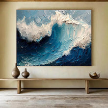 Load image into Gallery viewer, Textured Wave Painting on Canvas - “Powerful Ocean Waves” DKH766