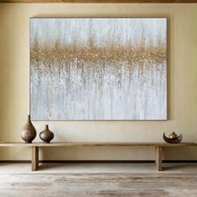 Load image into Gallery viewer, Textured Gold and White Abstract Painting for Minimalist Living Room & Luxury Spa DKH302