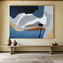 Load image into Gallery viewer, Geometric Abstract Painting in Cool Colors for Mid - Century Modern Home & Art Gallery DKH173