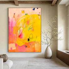 Load image into Gallery viewer, Bright Yellow & Pink Abstract Fusion, Suited for Cheerful Bedroom & Art - Loving Kitchen LargeART2005