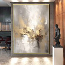 Load image into Gallery viewer, Gray - Gold Abstract Composition Acrylic Art - Suited for Corporate Lounge & Upscale Apartment Decor LargeART0542