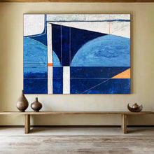 Load image into Gallery viewer, Geometric Blue - Toned Abstract Painting on Canvas DKH540
