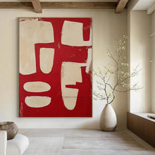 Load image into Gallery viewer, Red & Beige Abstract Shapes - Ideal for Bohemian Living Room & Art Studio LargeART2367