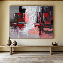 Load image into Gallery viewer, Red - Gray Urban Reflection Abstract Painting for Modern Office & Industrial Loft DKH263