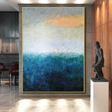 Load image into Gallery viewer, Massive Blue - Orange Abstract Horizon Acrylic for Beach House Living Room & Relaxing Spa LargeART0346