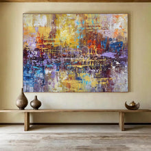Load image into Gallery viewer, Golden & Purple Abstract Fusion - Regal Living Room Art LargeART1516