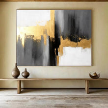 Load image into Gallery viewer, Hand - painted Abstract Gold - Accented Acrylic Art for Luxury Bedroom Decor LargeART1648