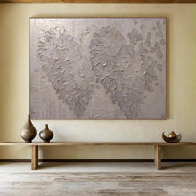 Load image into Gallery viewer, Hand - painted Textured Silver Floral Dots Acrylic Art for Elegant Dining Room Accents LargeART1687