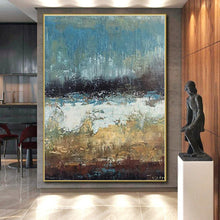 Load image into Gallery viewer, Large - Format Blue - Brown Abstract Landscape Acrylic Art for Lake House & Art Studio LargeART0420