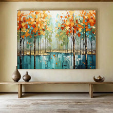 Load image into Gallery viewer, Autumn Forest Reflection Large - scale acrylic painting DLZ163