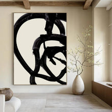 Load image into Gallery viewer, Bold Black Line Abstract Art, Perfect for Edgy Lounge & Modern Gallery LargeART2317