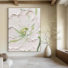 Load image into Gallery viewer, “Textured White Flower” - 3D Floral Art on Canvas DKH1398