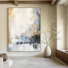 Load image into Gallery viewer, Gray, Gold & Blue Abstract, Perfect for Chic Home Office & Elegant Dining Room LargeART1339