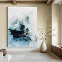 Load image into Gallery viewer, Ethereal Black & Blue Abstract Art, Great for Zen Meditation Space & Calm Bedroom LargeART2305
