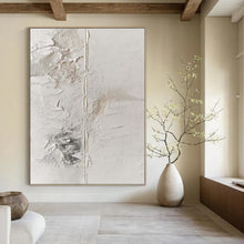 Load image into Gallery viewer, Oversized Hand - painted Textured White Cracked Plaster Acrylic Art for Industrial - Style Hallways LargeART0149
