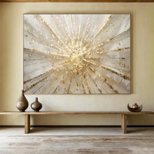 Load image into Gallery viewer, Golden Burst Hand-Painted Abstract Acrylic Art for Living Room Ceiling Accent LargeART1615