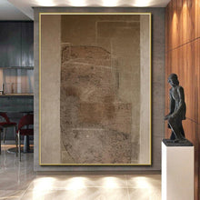 Load image into Gallery viewer, Large - Format Textured Brown - Beige Abstract Art for Rustic Home Office & Cozy Library LargeART0520