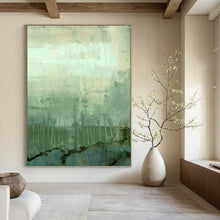 Load image into Gallery viewer, “Subtle Green Layers” Abstract Landscape - Inspired Painting on Canvas, Serene Decor DKH952