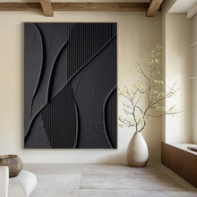 Load image into Gallery viewer, “Black Abstract Relief” - Modern Textured Art on Canvas DKH1465